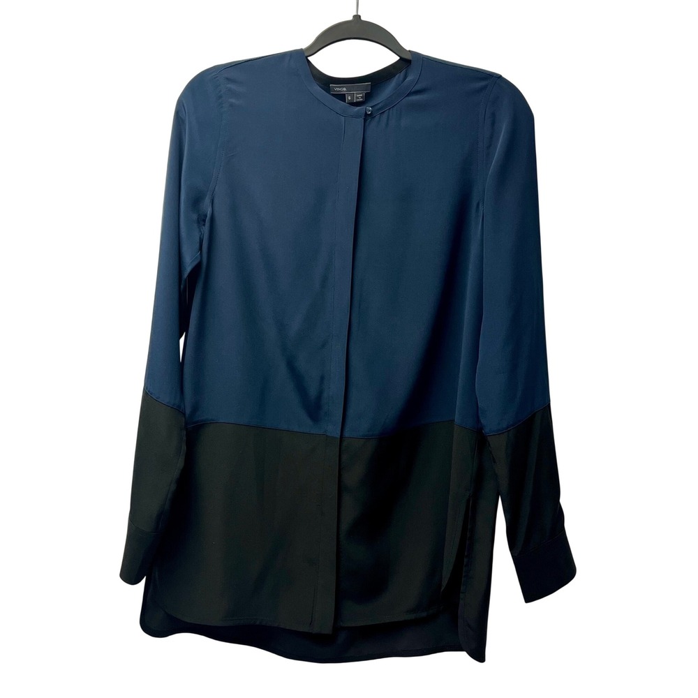 Vince 6 Colorblock Silk Blouse Quiet Luxury Professional Modern Capsule Chic